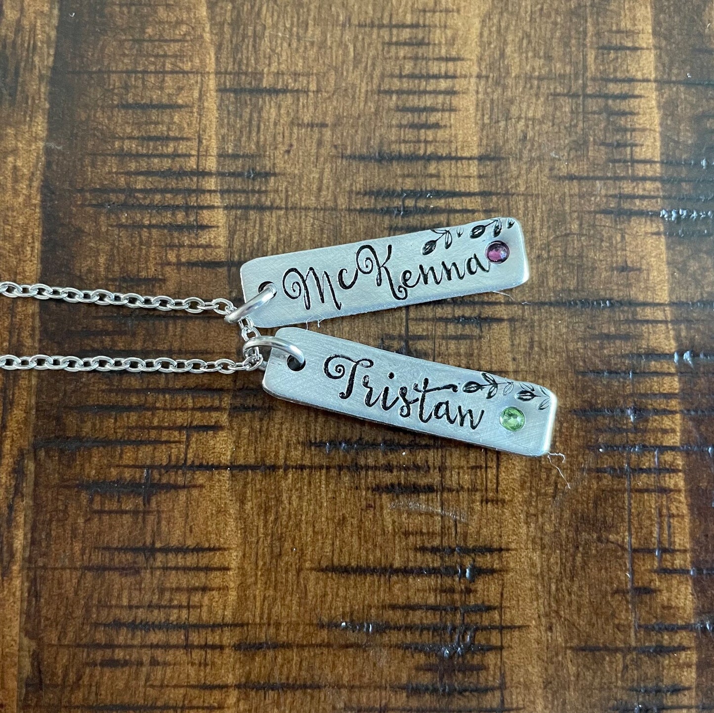 Mama necklace with birthstones hand stamped bar necklace mothers necklace kids names with birthstones personalized name necklace