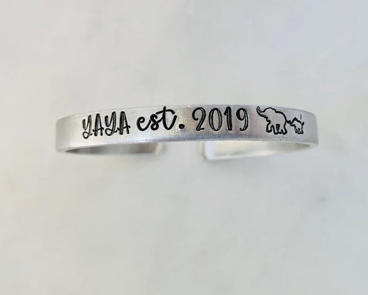 Pregnancy announcement new grandma yaya mimi nana nanny newly established grandma to be jewelry baby elephant grandma elephant cuff