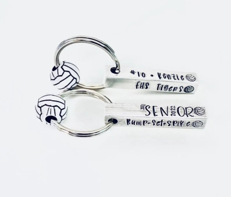 Personalized volleyball senior 2023 key chain volleyball gift hand stamped metal key ring high school senior gift personalized Senior gift