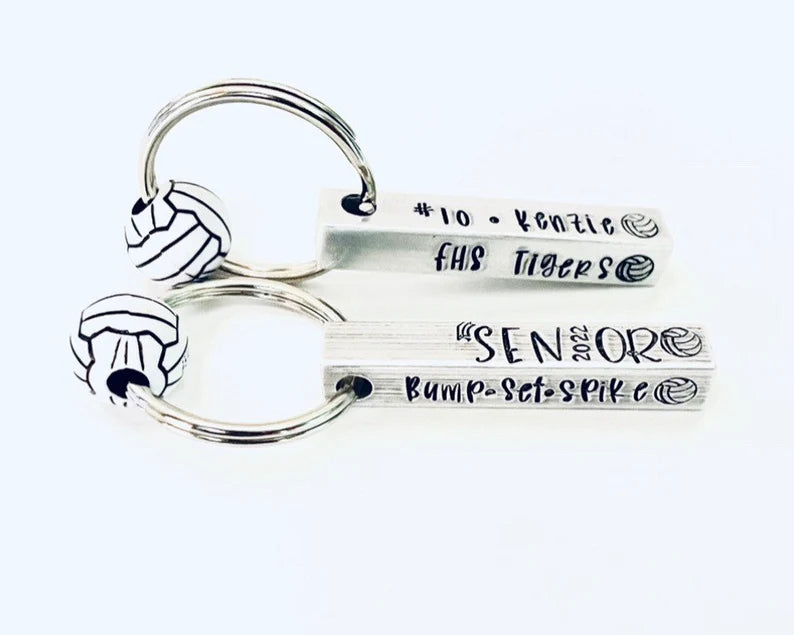 Personalized volleyball senior 2023 key chain volleyball gift hand stamped metal key ring high school senior gift personalized Senior gift